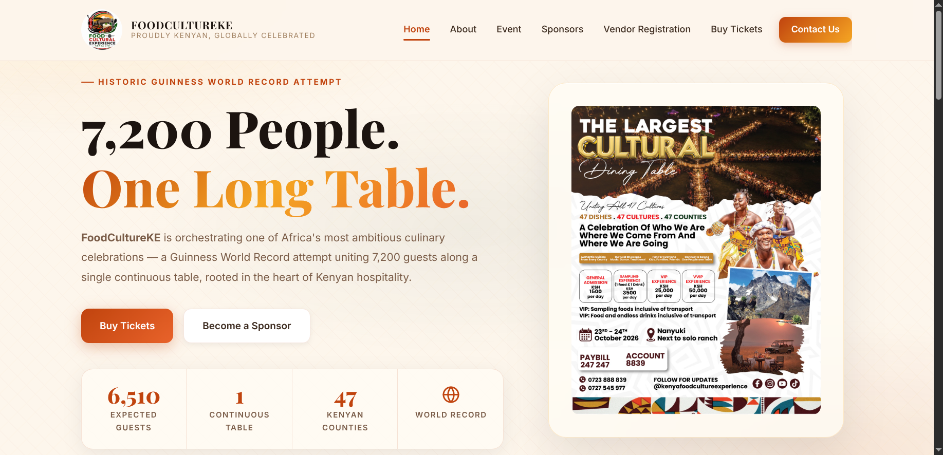FoodCultureKE — Guinness World Record Event Platform